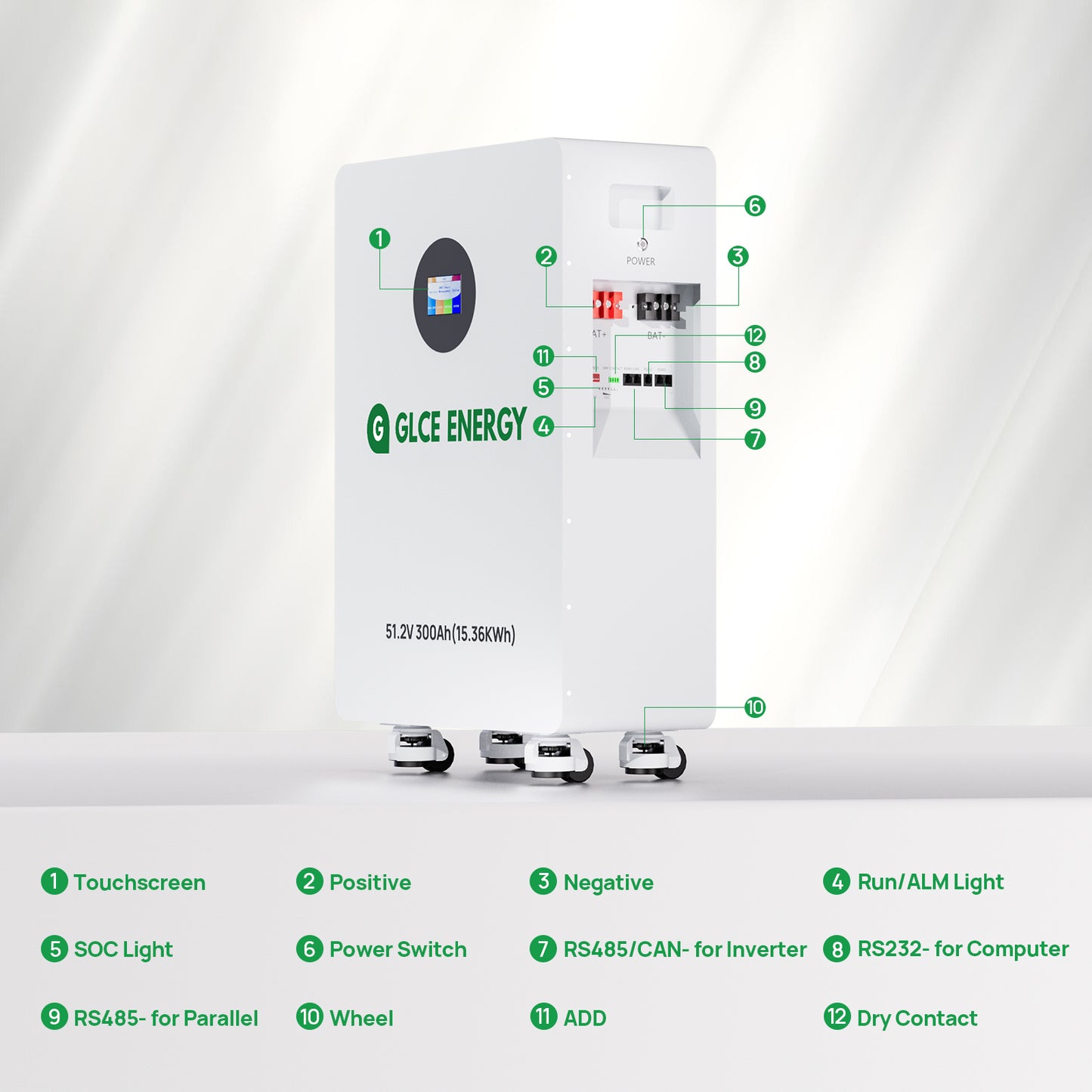 51.2V 300Ah Lithium LiFePO4 Battery(Bluetooth/WIFI)