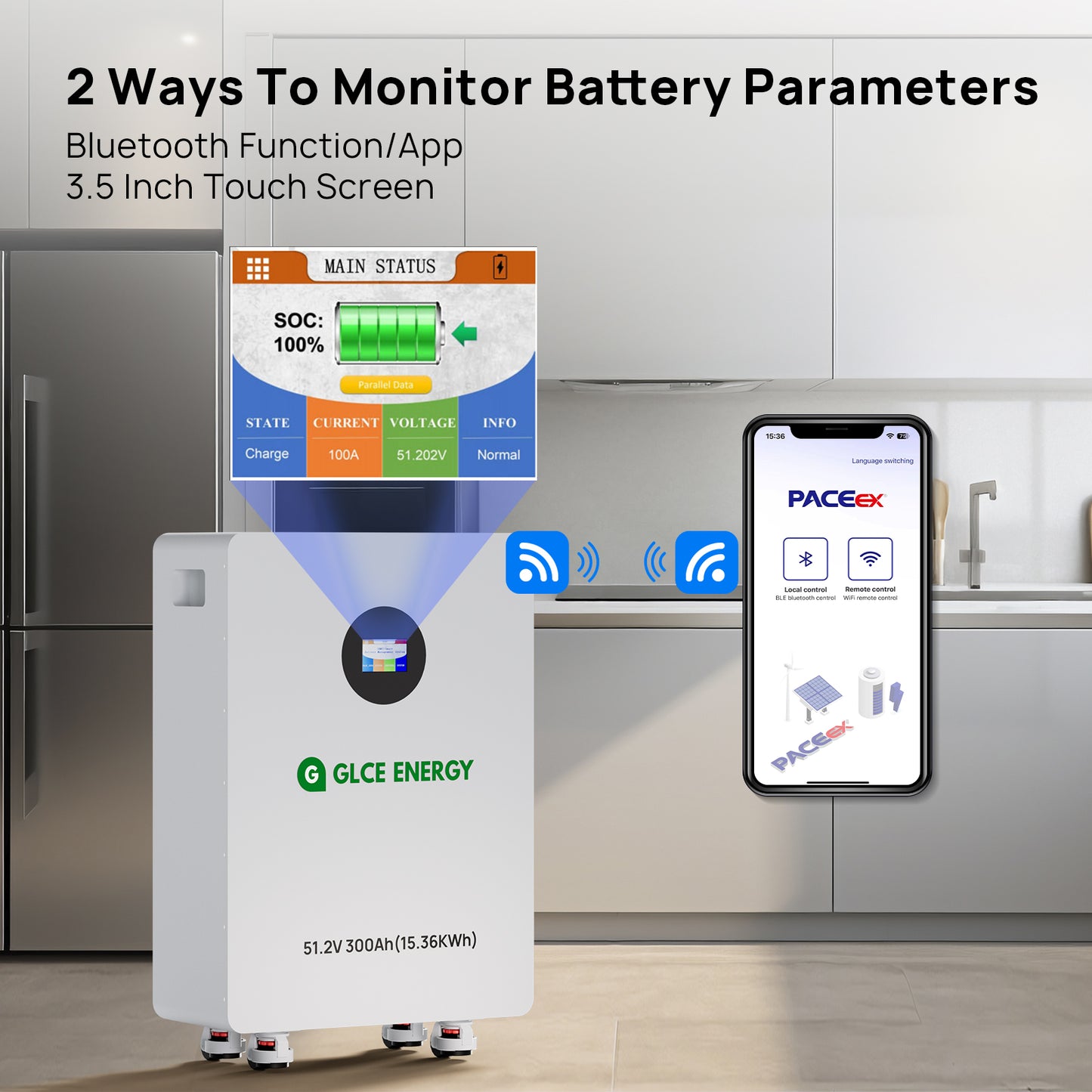 51.2V 300Ah Lithium LiFePO4 Battery(Bluetooth/WIFI)