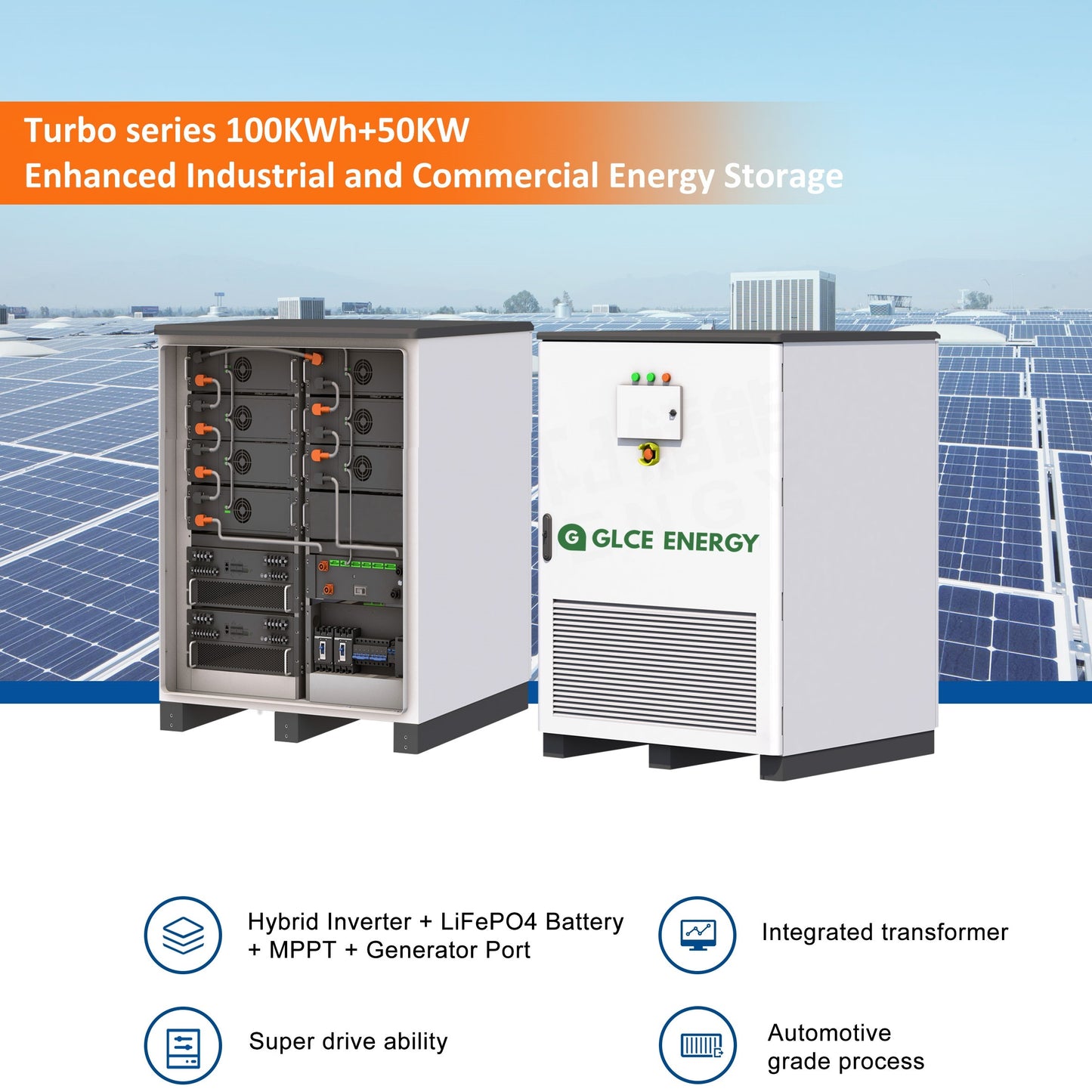GLCE 100kwh+50kw solar-diesel industrial and commercial energy storage cabinet