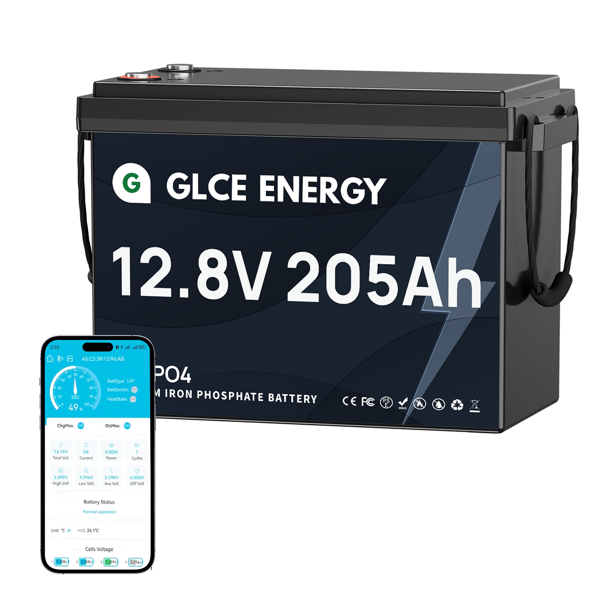 12V 205Ah LiFePO4 Battery (Bluetooth)