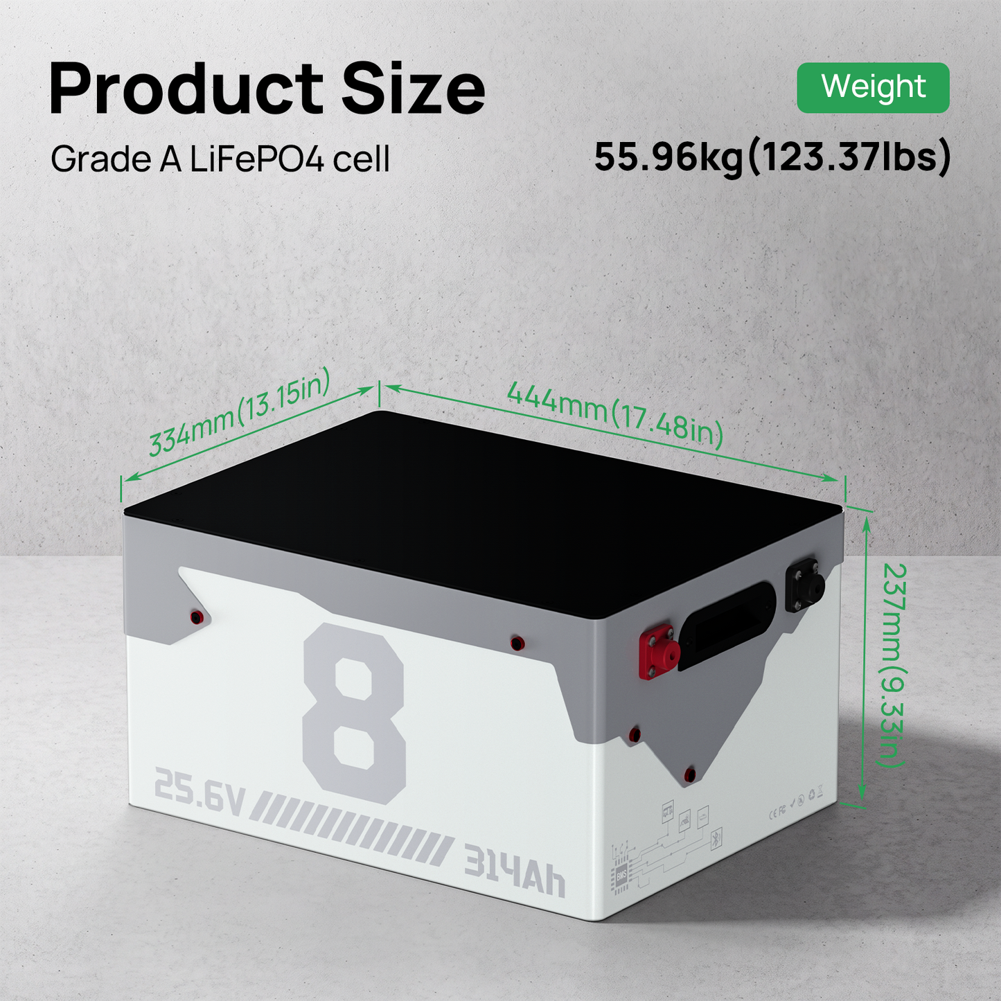 24V 300Ah(314Ah) LiFePO4 Battery Metal Case（Bluetooth）
