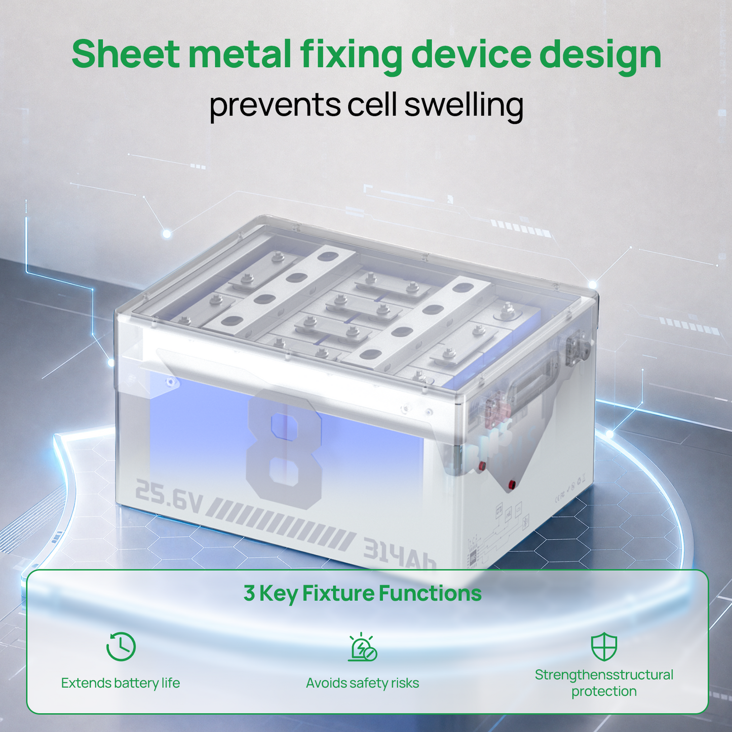 24V 300Ah(314Ah) LiFePO4 Battery Metal Case（Bluetooth）