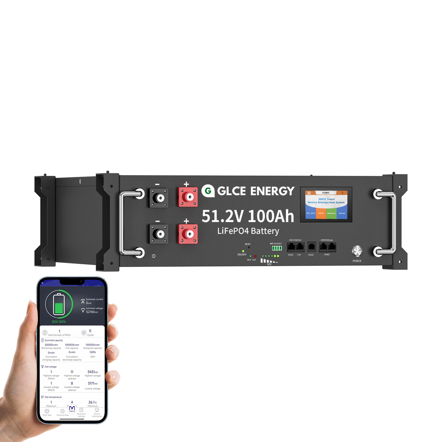 51.2V 100Ah LiFePO4 Battery(Bluetooth/WiFi)