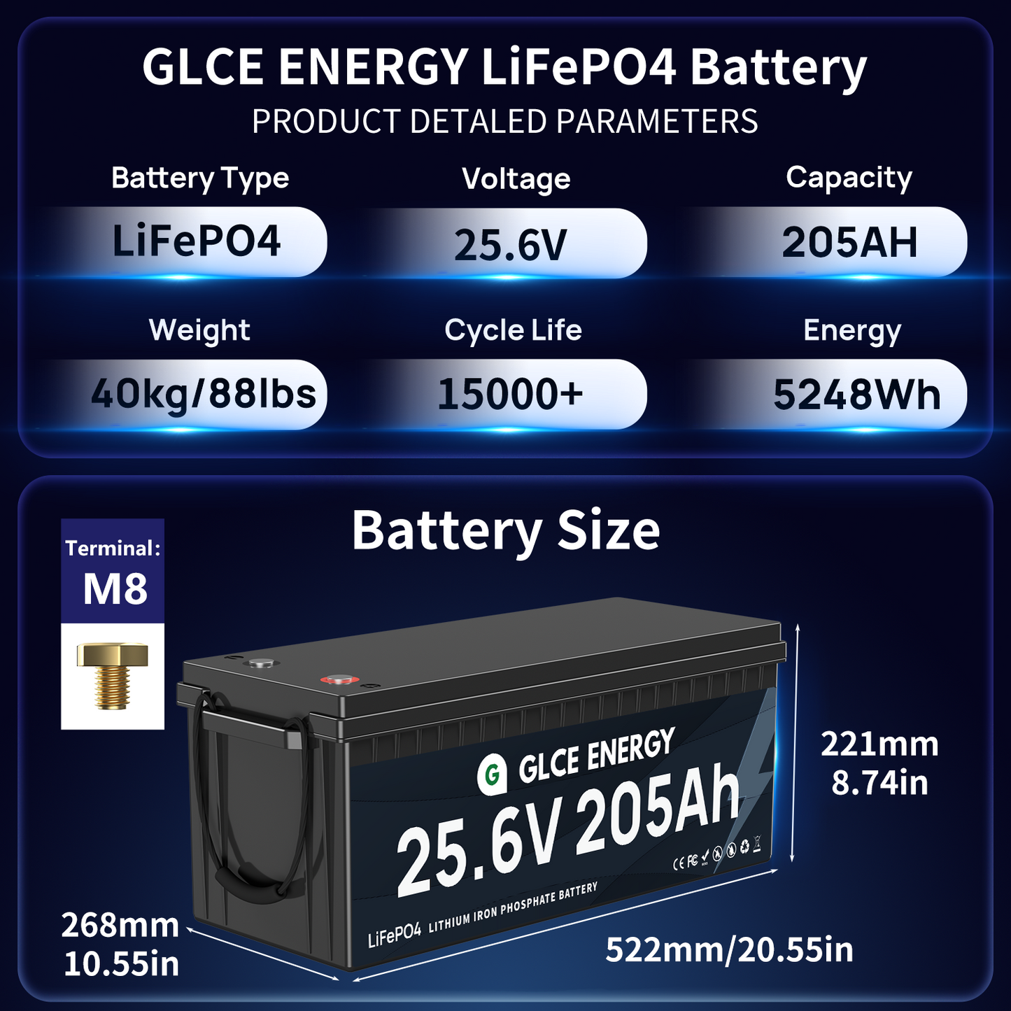 24V 205Ah LiFePO4 Battery（Bluetooth）