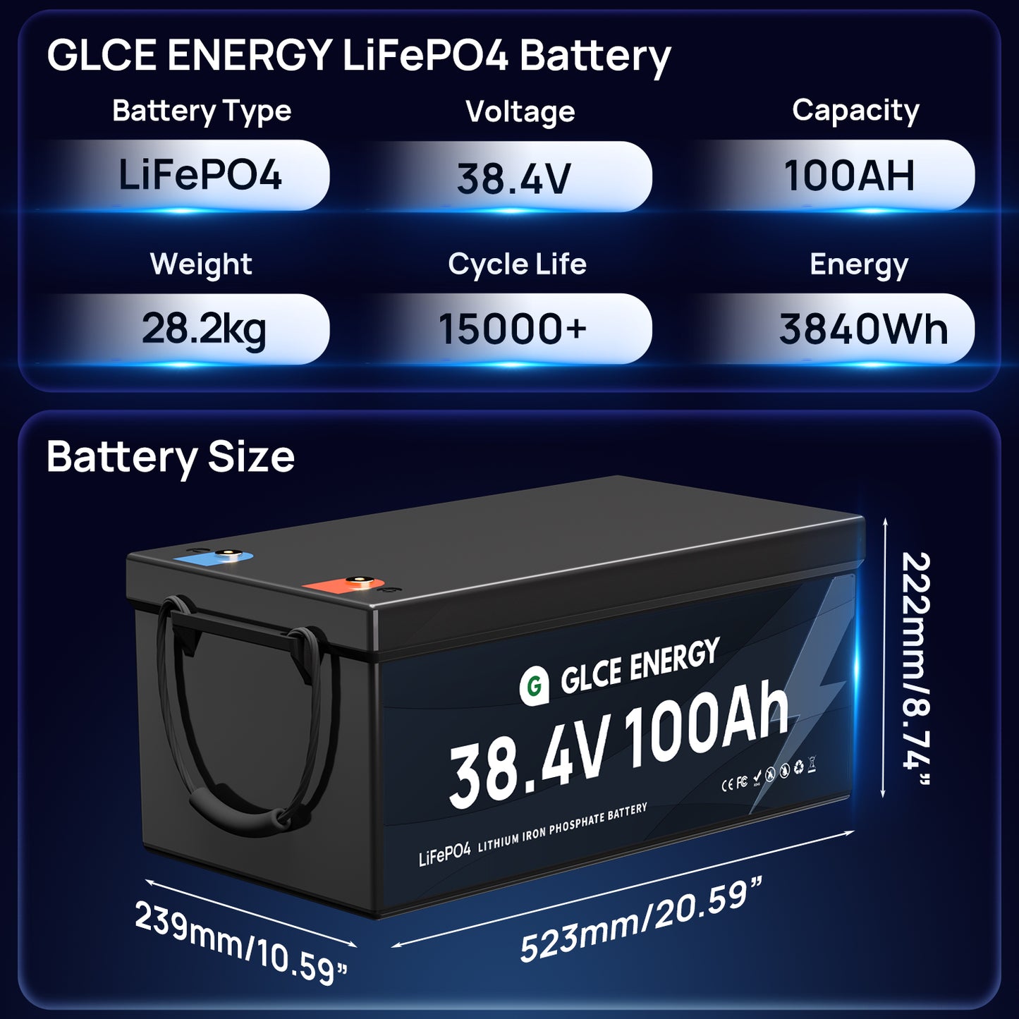 36V 100Ah LiFePO4 battery