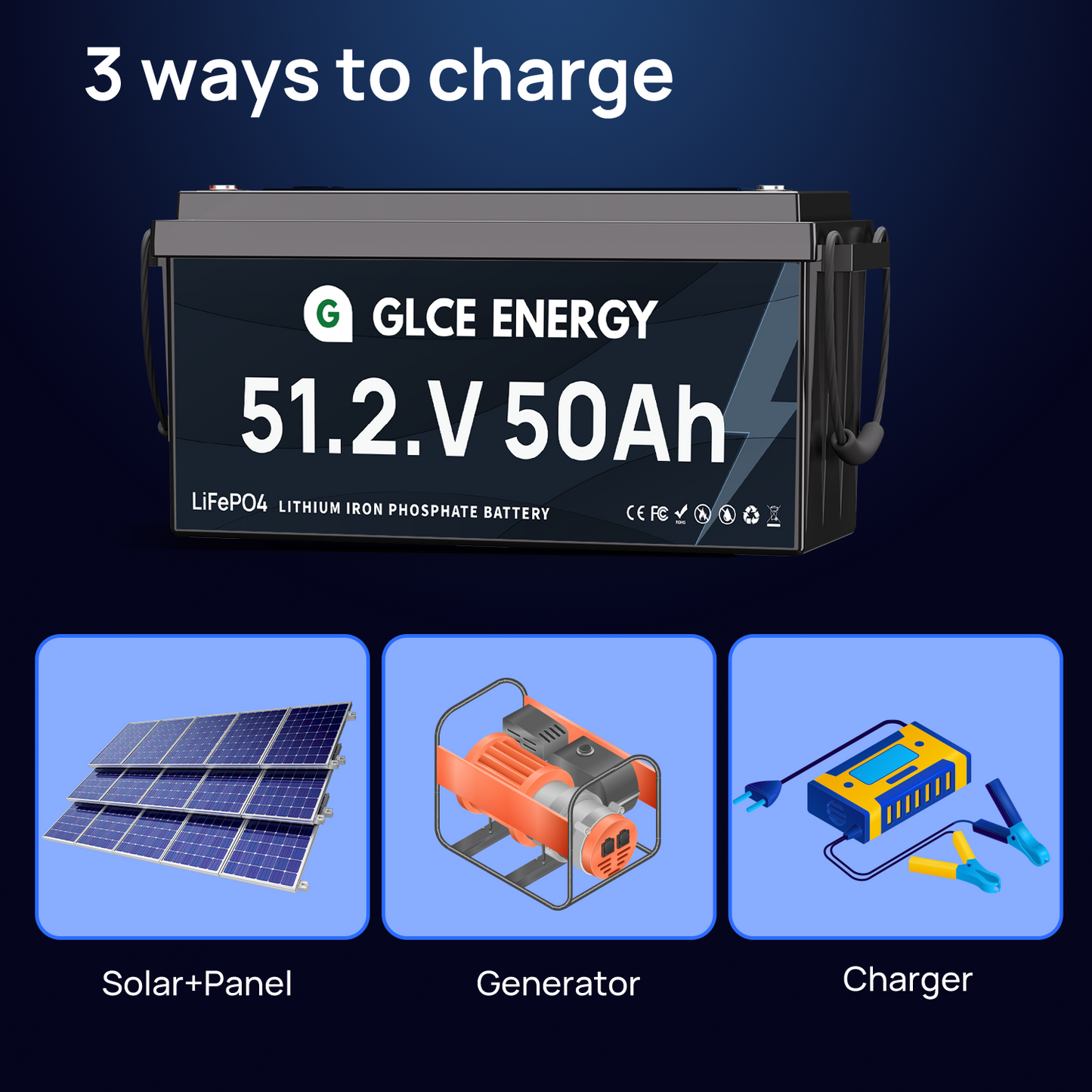 51.2V 50Ah LiFePO4 Battery (Bluetooth)