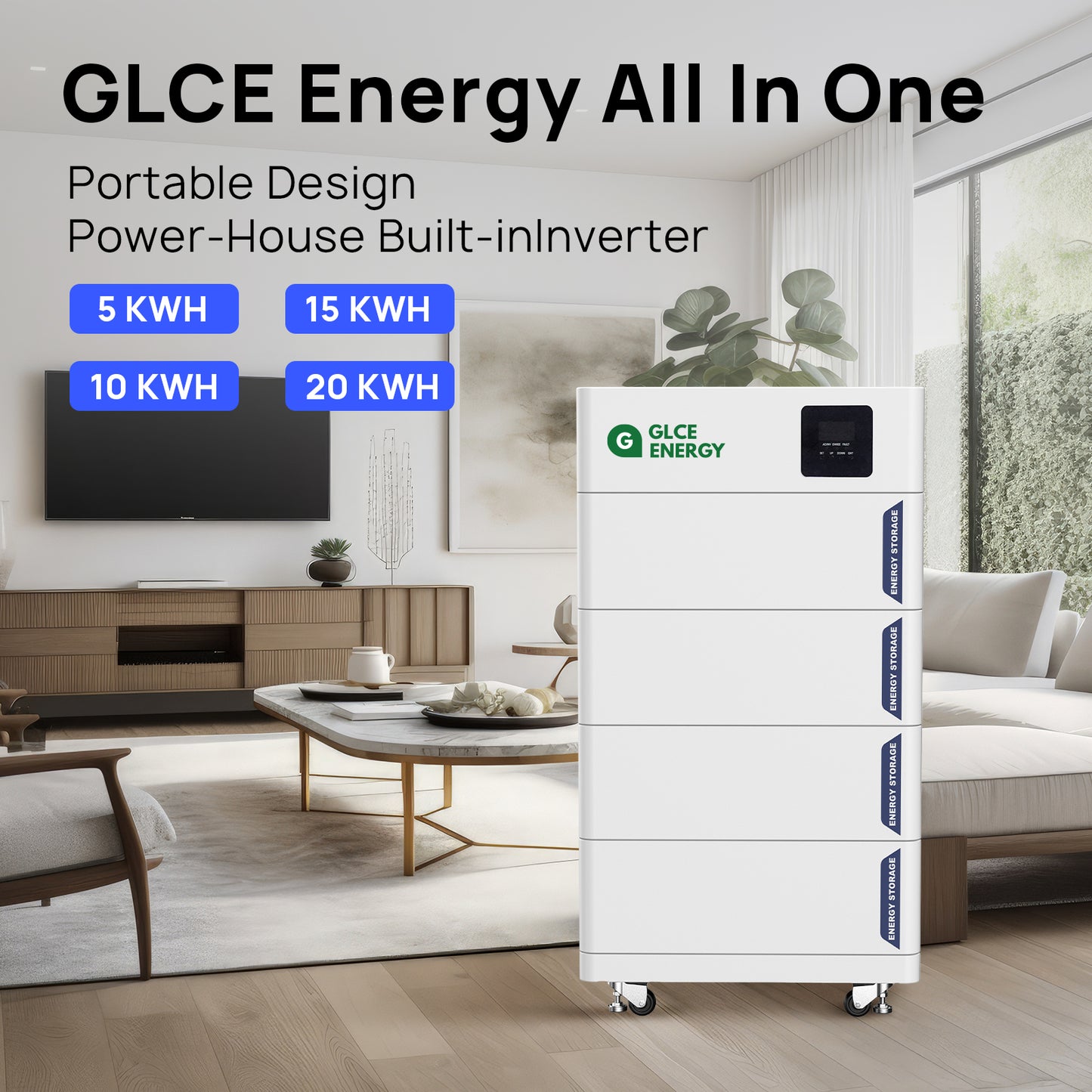 GLCE Energy All-in-One 15.36kWh LiFePO4 Lithium